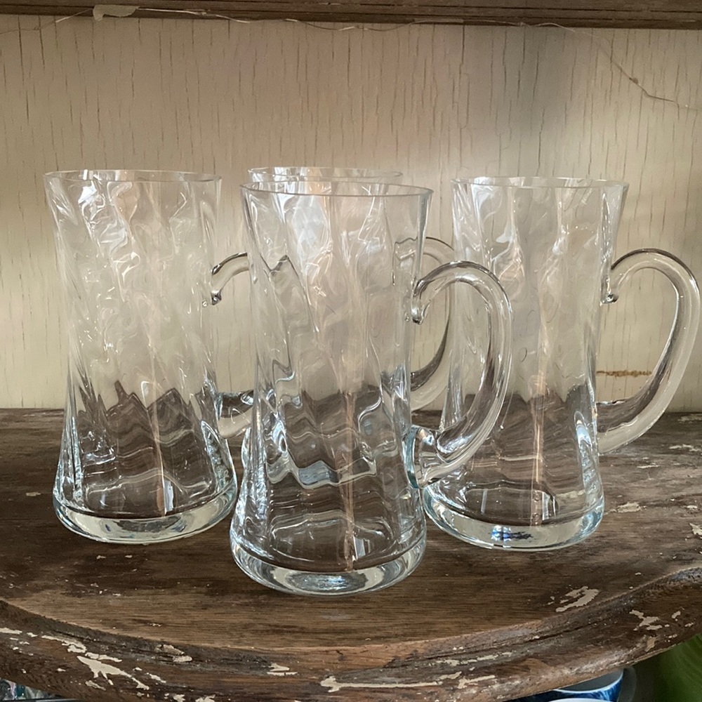 Crystal Beer Mugs Glasses vintage set of 4